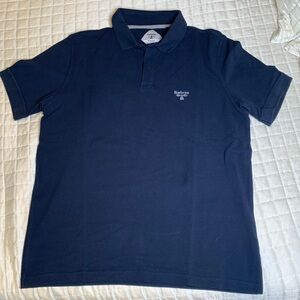 Mens Barbour Navy Blue Washed Short Sleeve Classic Fit Polo sz XL